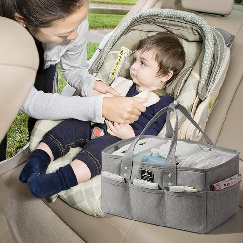 Portable Baby Diaper Caddy Organizer - Large Nursery Storage Basket & Car Tote