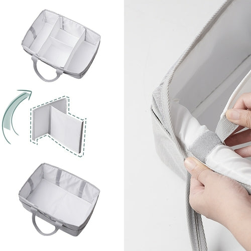 Portable Baby Diaper Caddy Organizer - Large Nursery Storage Basket & Car Tote