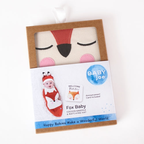 Cute Fox Newborn Swaddle Blanket & Hat Set - Soft Infant Sleep Sack Receiving Blanket