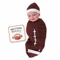 Football Baby" Cute Sports Theme Newborn Swaddle Blanket & Beanie Hat Set