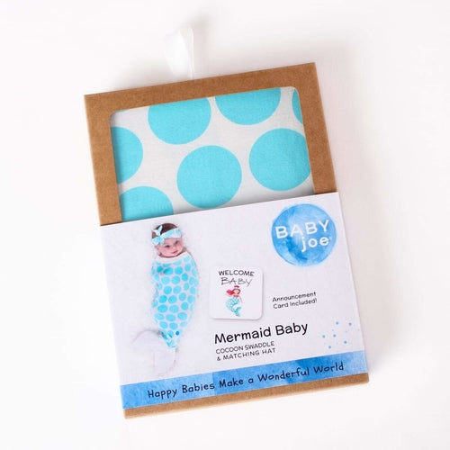 Mermaid Baby" Cute Mermaid Tail Newborn Swaddle Blanket & Headband Set