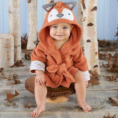 Rub-a-Dub" Cute Fox Hooded Baby Bathrobe - Soft Infant Bath & Spa Robe